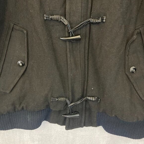 Steve Madden Mens Heavyweight Wool Jacket XL Black Zip & Toggle Coat Y2K Style - Picture 8 of 16